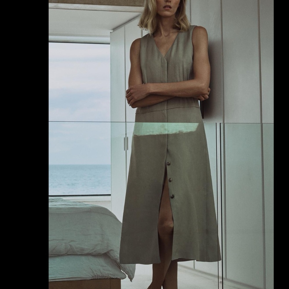 ZARA LINEN BLEND DRESS - SIZE S - BRAND NEW WITH TAG